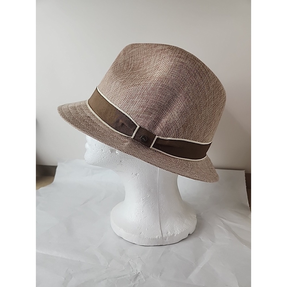 Stetson All American Fedora Size Small Medium‎ Brown Beige Logo Pin